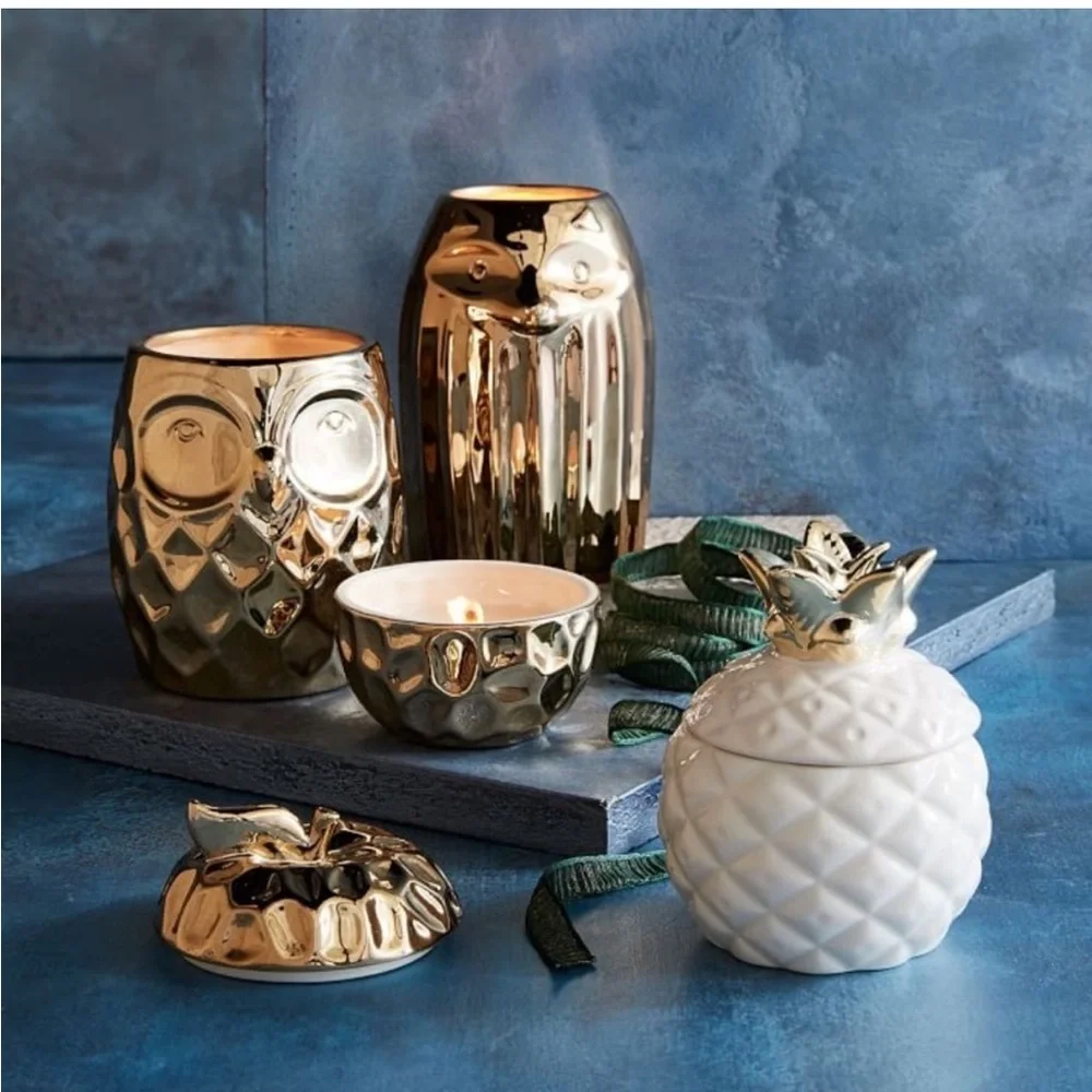 NWT WEST ELM Gold and Cream Pineapple Decorative Accent